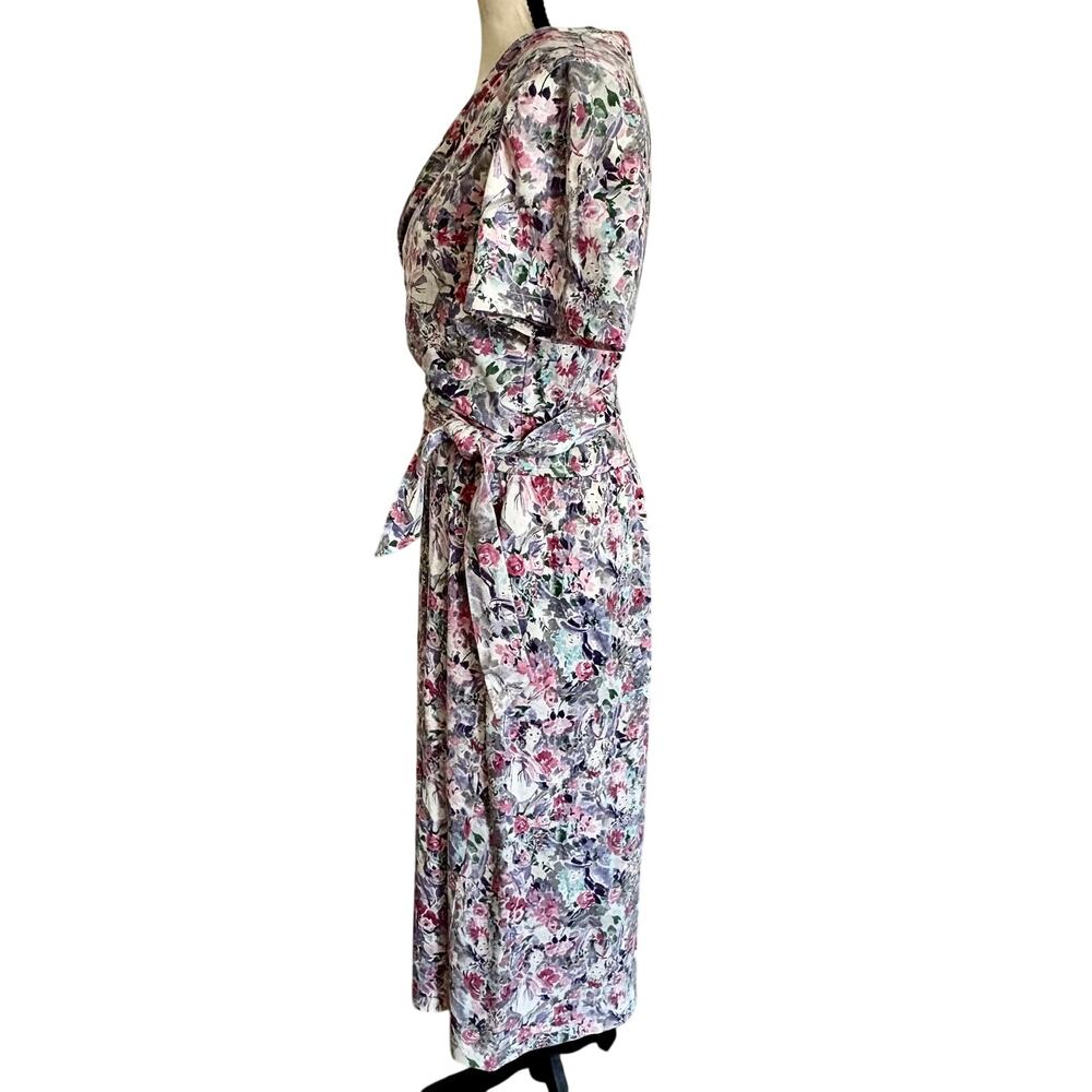 Vintage 60's LANZ Salzburg Original Cottage Floral Faux Wrap Dress Cotton Knit - Picture 10 of 11